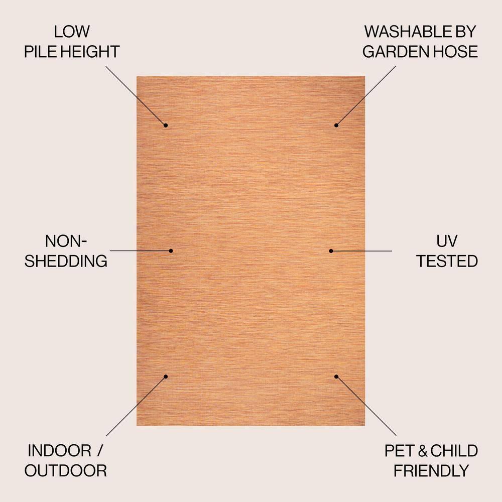 4'x6' Ethan Modern Flatweave Solid  Area Rug, Orange - JONATHAN Y
