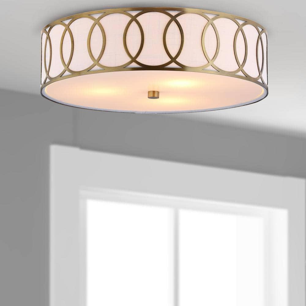 Aubrey 3-Light 15.5" Metal LED Flush Mount, Brass