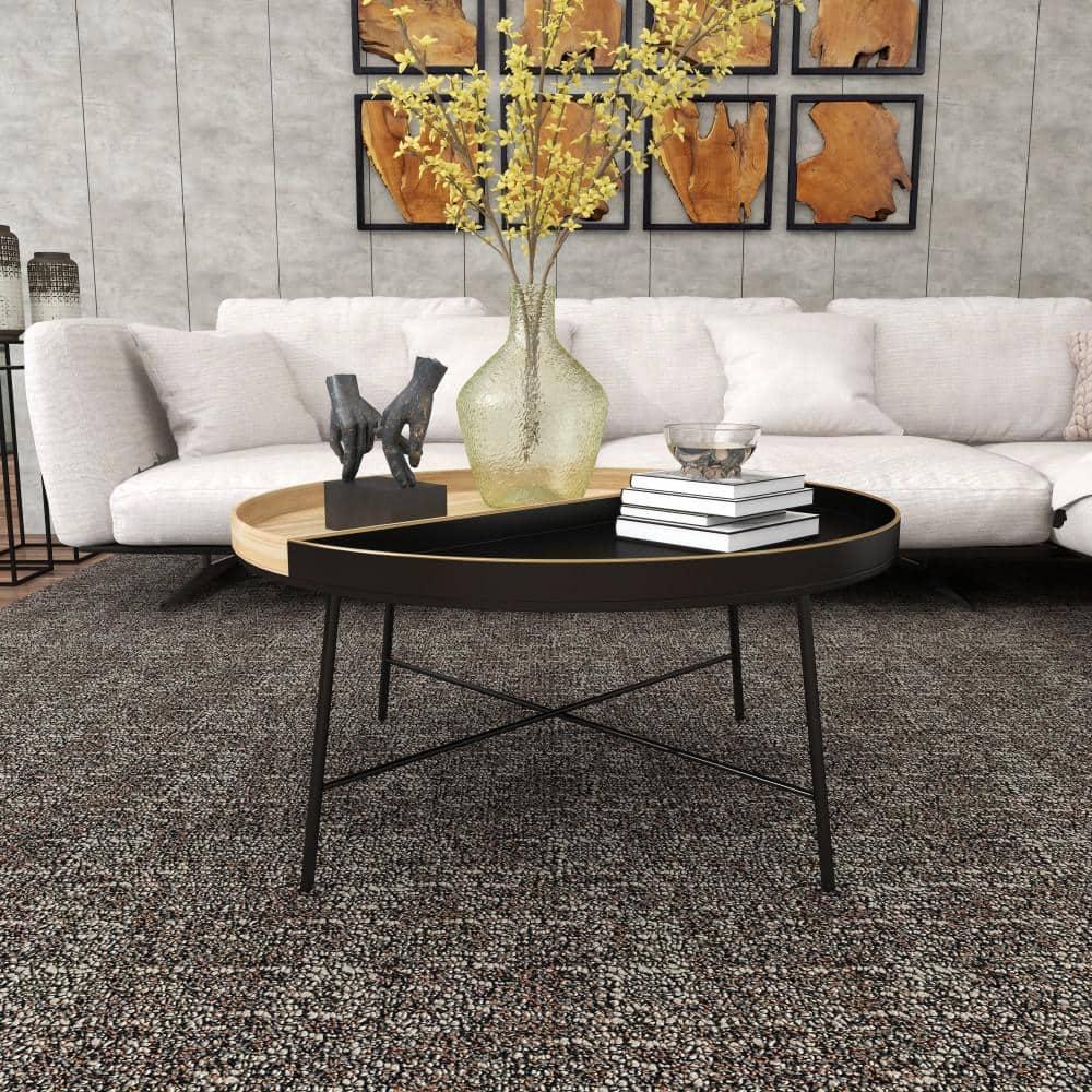 DecMode 38" x 18" Black Metal Split Coffee Table, 1-Piece