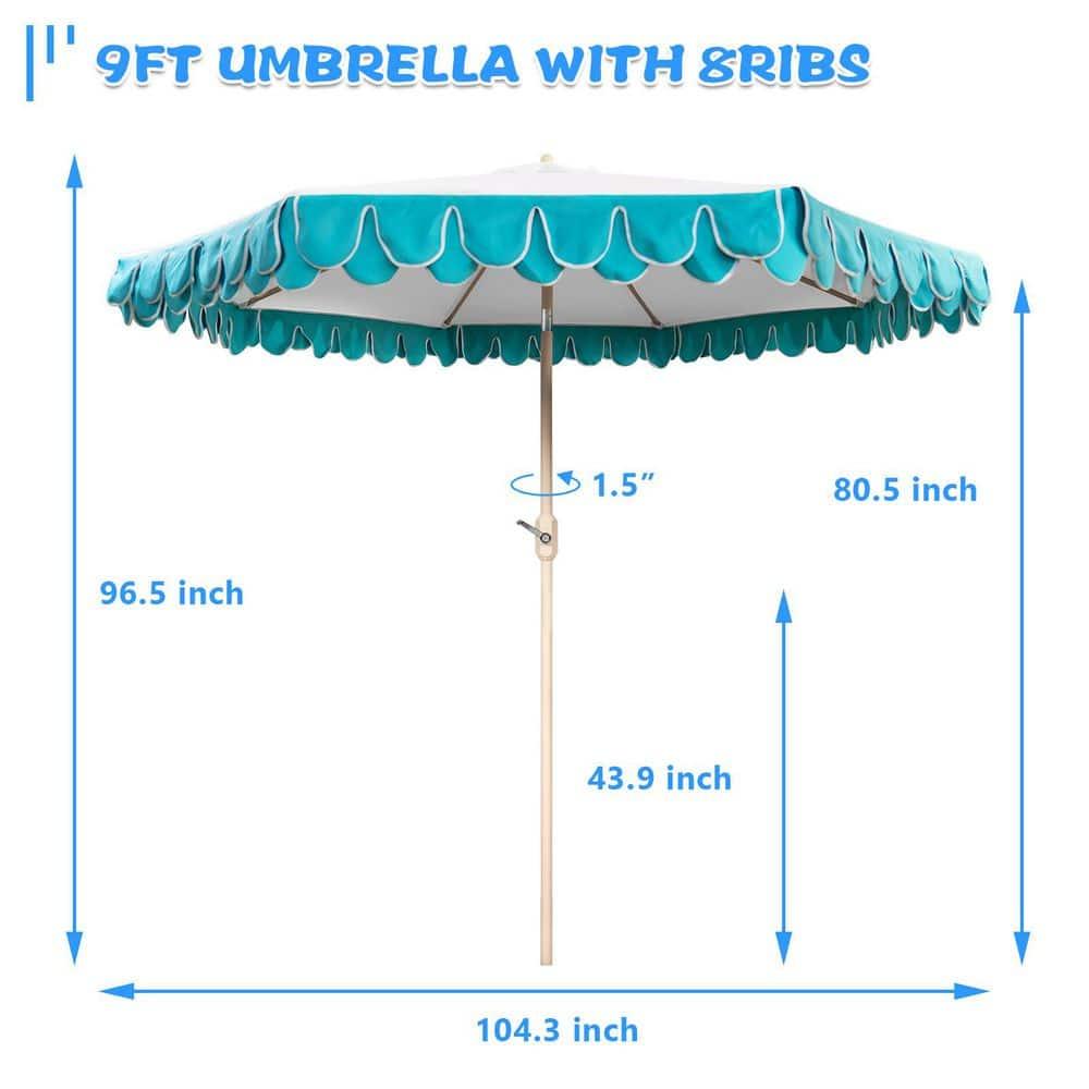 9Ft Elegant Valance Patio Umbrella, Outdoor Umbrellas for Patio with Auto-Tilt and Crank Systerm, Table Umbrella for Outdoors, Poolside,Beach, Backyard