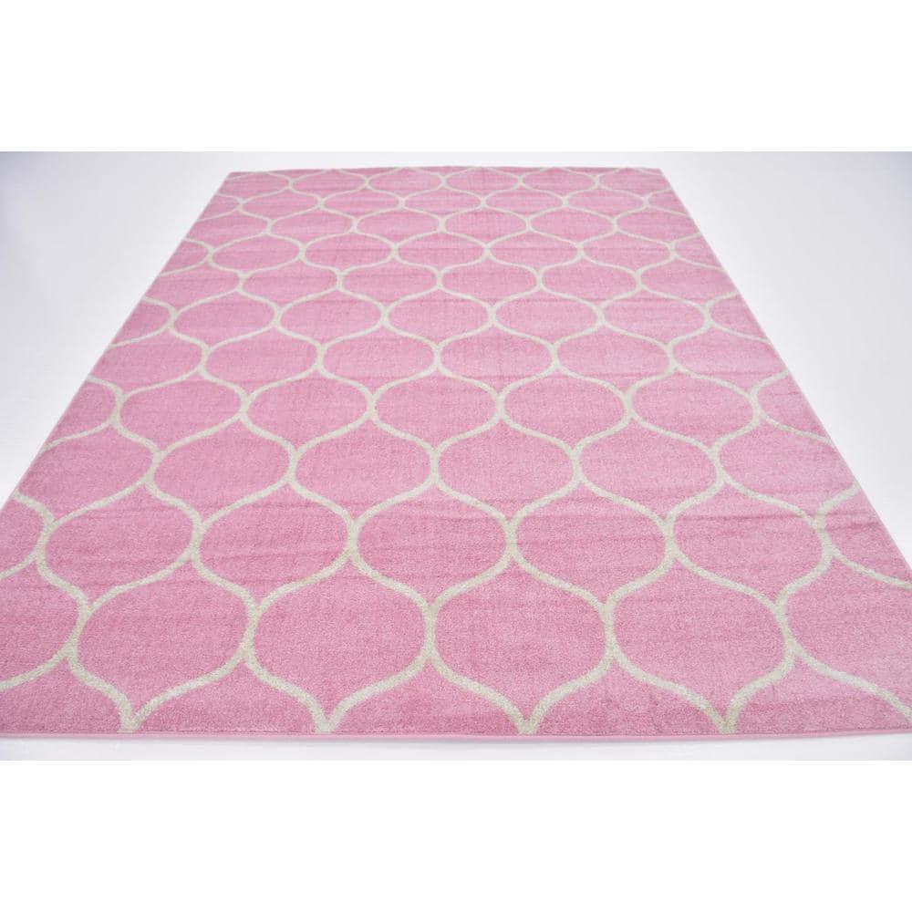 Unique Loom 8' 0 x 10' 0 Trellis Frieze Light Pink Area Rug