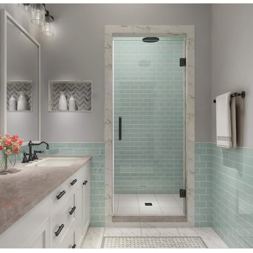Kinkade XL 23.75" - 24.25" W x 80" H Hinged Frameless Shower Door
