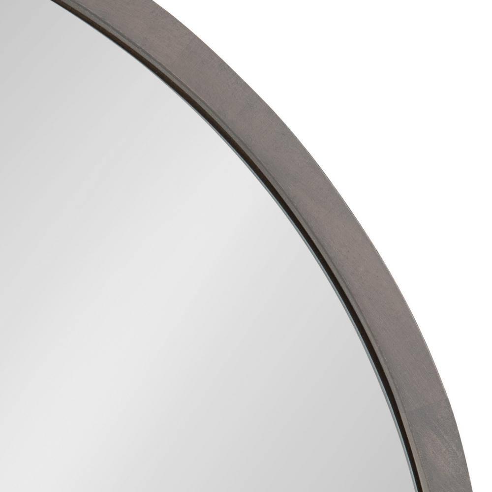Kate and Laurel Valenti Farmhouse Round Wall Mirror, 28 Inch Diameter, Gray, Decorative Circle Mirror