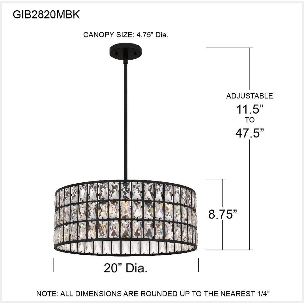 Quoizel Lighting Gibson 4 - Light Pendant in  Matte Black