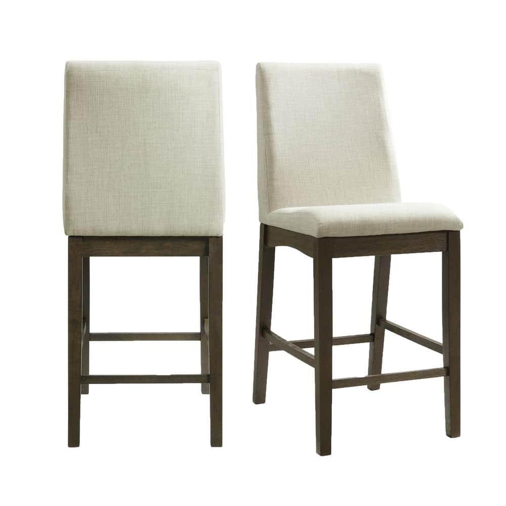 Simms Counter Height Side Chair Set Walnut - Picket House Furnishings: Upholstered, Modern Design, Fixed Height
