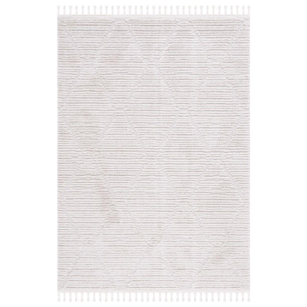 SAFAVIEH Marrakesh Naila Geometric Trellis Polyester Area Rug, Beige, 9' x 12'