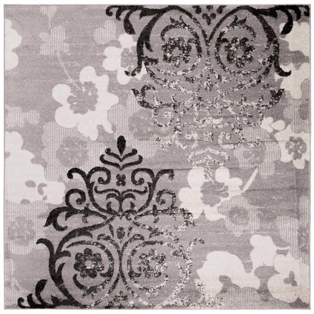 Adirondack ADR114 Machine Made Indoor Area Rug - Silver/Ivory - 9'x9' - Safavieh