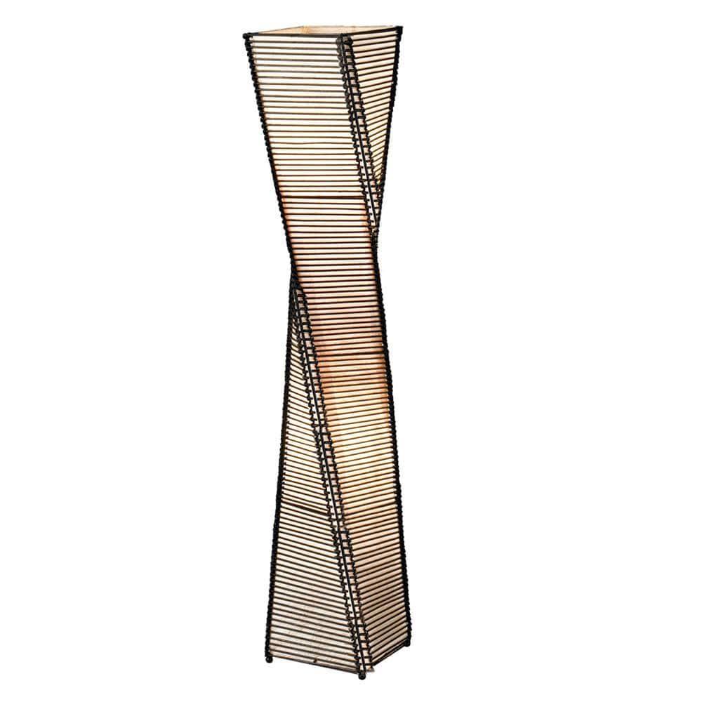 Stix Floor Lantern Black - Adesso: Twisting Cane Stick Design, ETL Listed, No Assembly Required