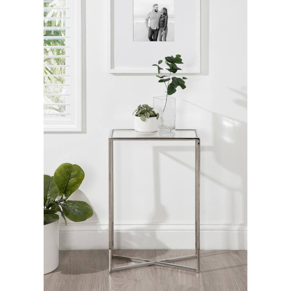 Kate and Laurel Jaspur Rectangle Metal Side Table, 16x8x24, Silver