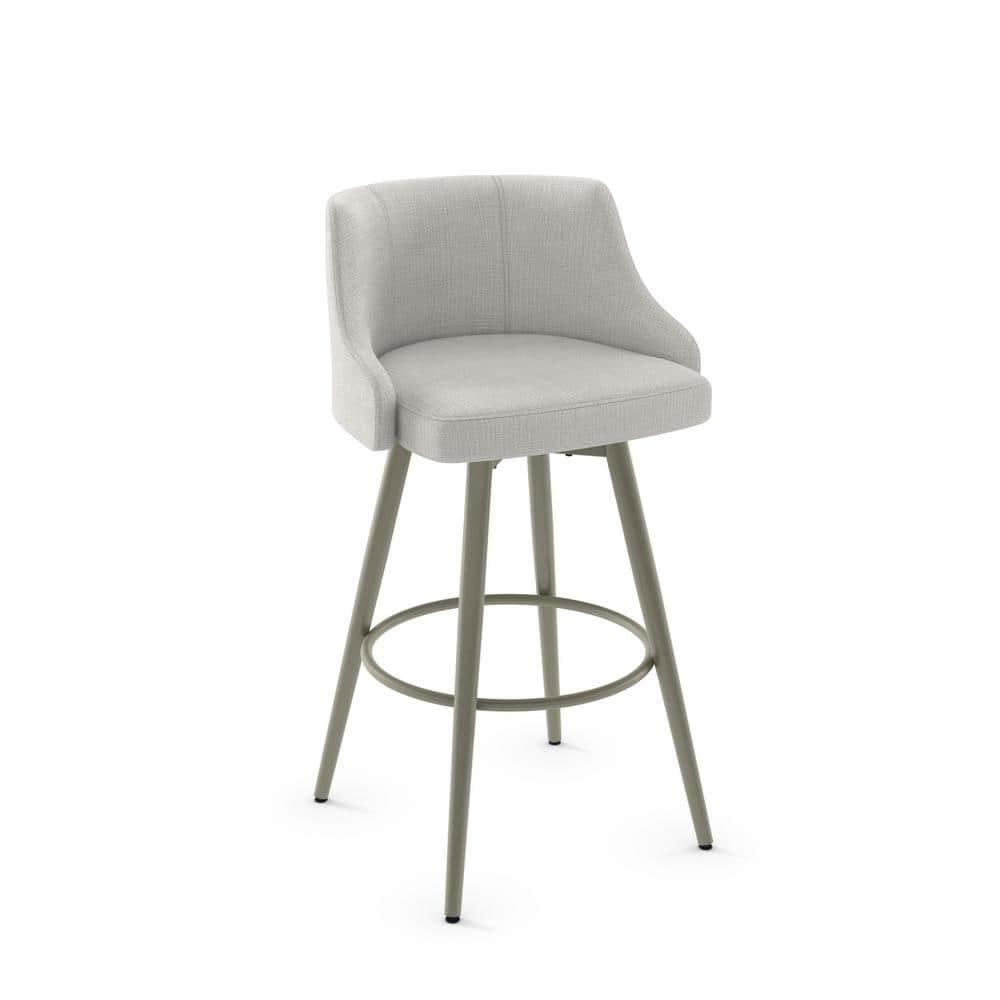 Amisco Duncan 26 In. Swivel Counter Stool - Pale Grey Beige Polyester / Grey Metal