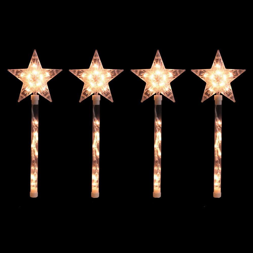 Northlight Lighted Star Christmas Pathway Marker with Lawn Stakes -  5' - Clear Lights - 4ct