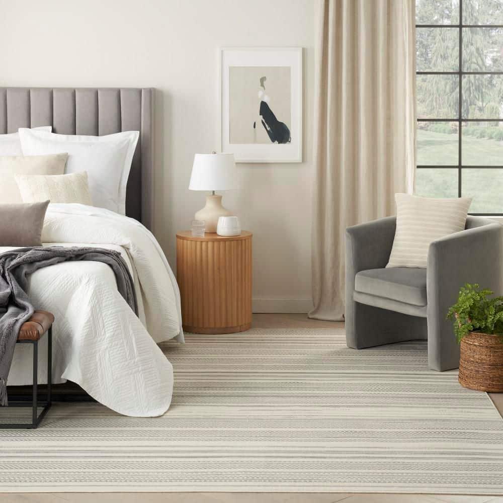 Nourison Grafix Abstract Striped Indoor Rug Ivory Grey 5'3" x 7'3"