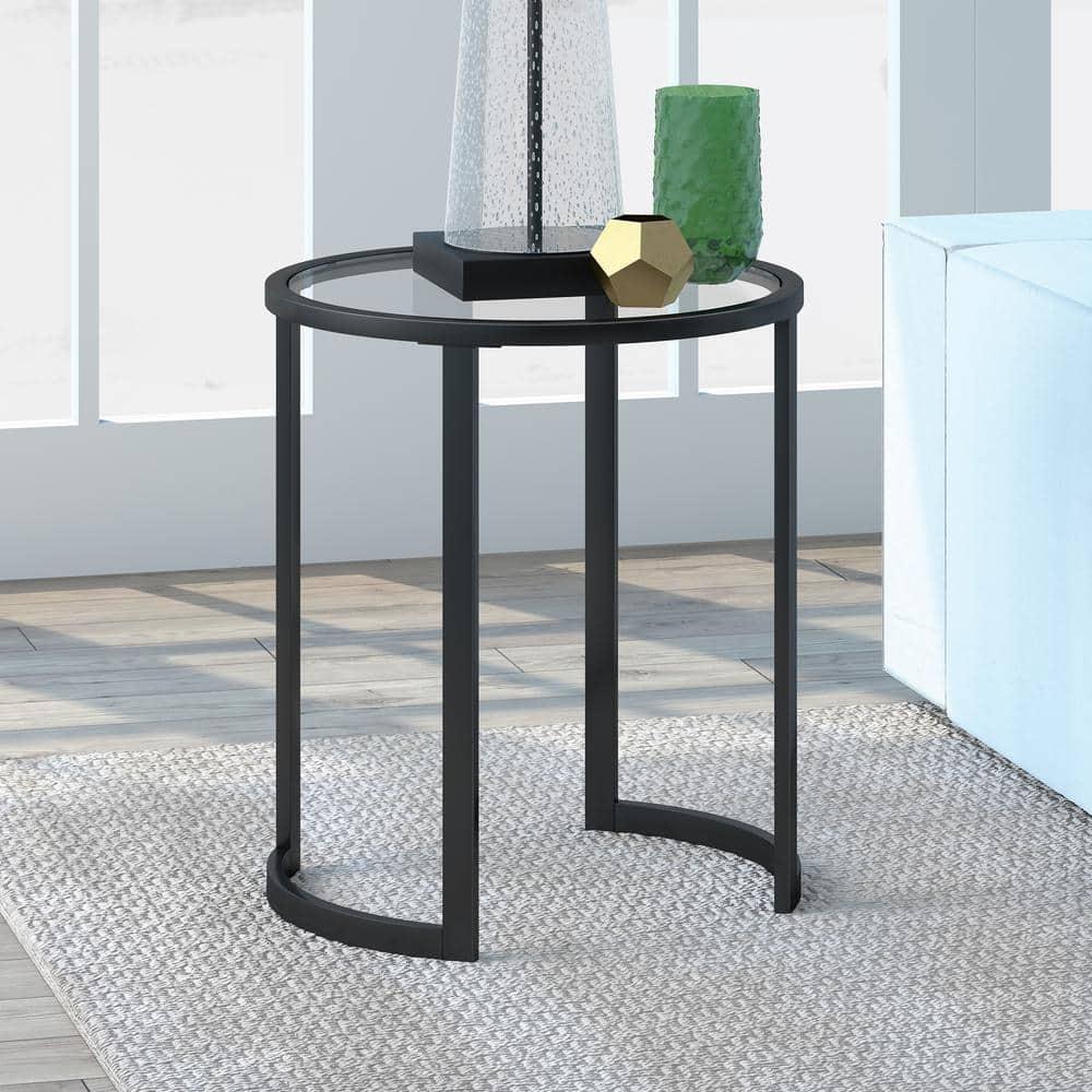 Evelyn&Zoe Mitera 20" Wide Round Side Table, Blackened Bronze