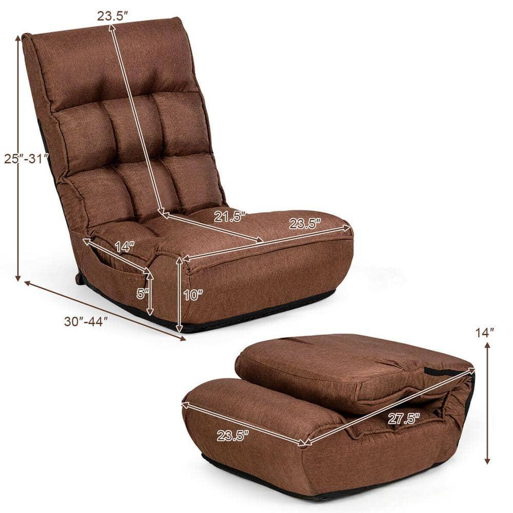 Gymax 4-Position Floor Chair Folding Lazy Sofa w/Adjustable Backrest & Headrest Coffee