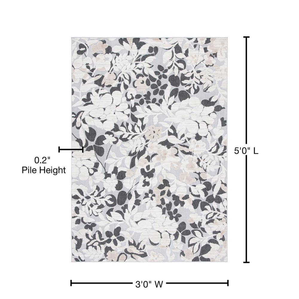 Cabana CBN672 Power Loomed Indoor Accent Rug - Ivory/Charcoal - 3'x5' - Safavieh