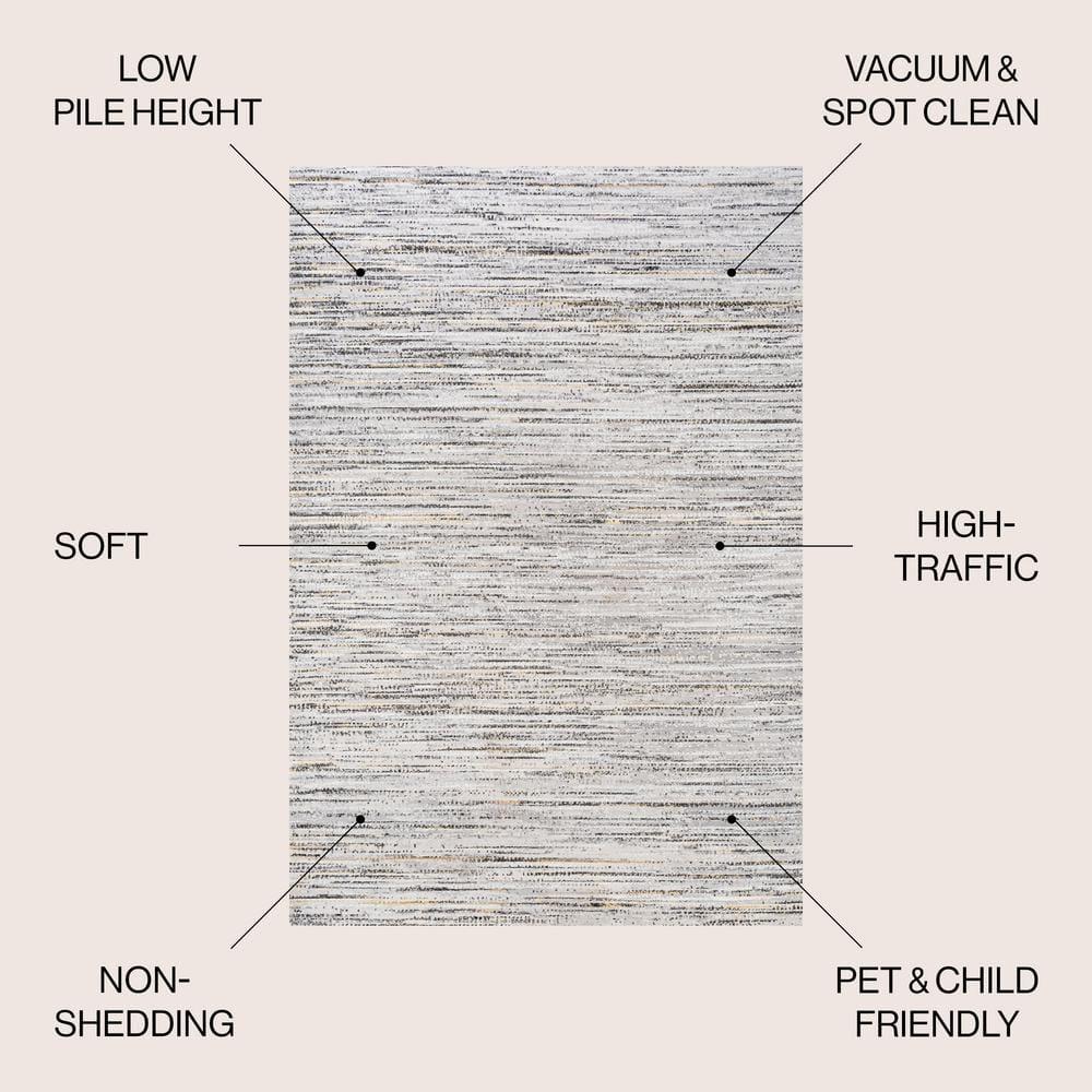 8'x10' Loom Modern Strie'  Area Rug, Gray/Black - JONATHAN Y