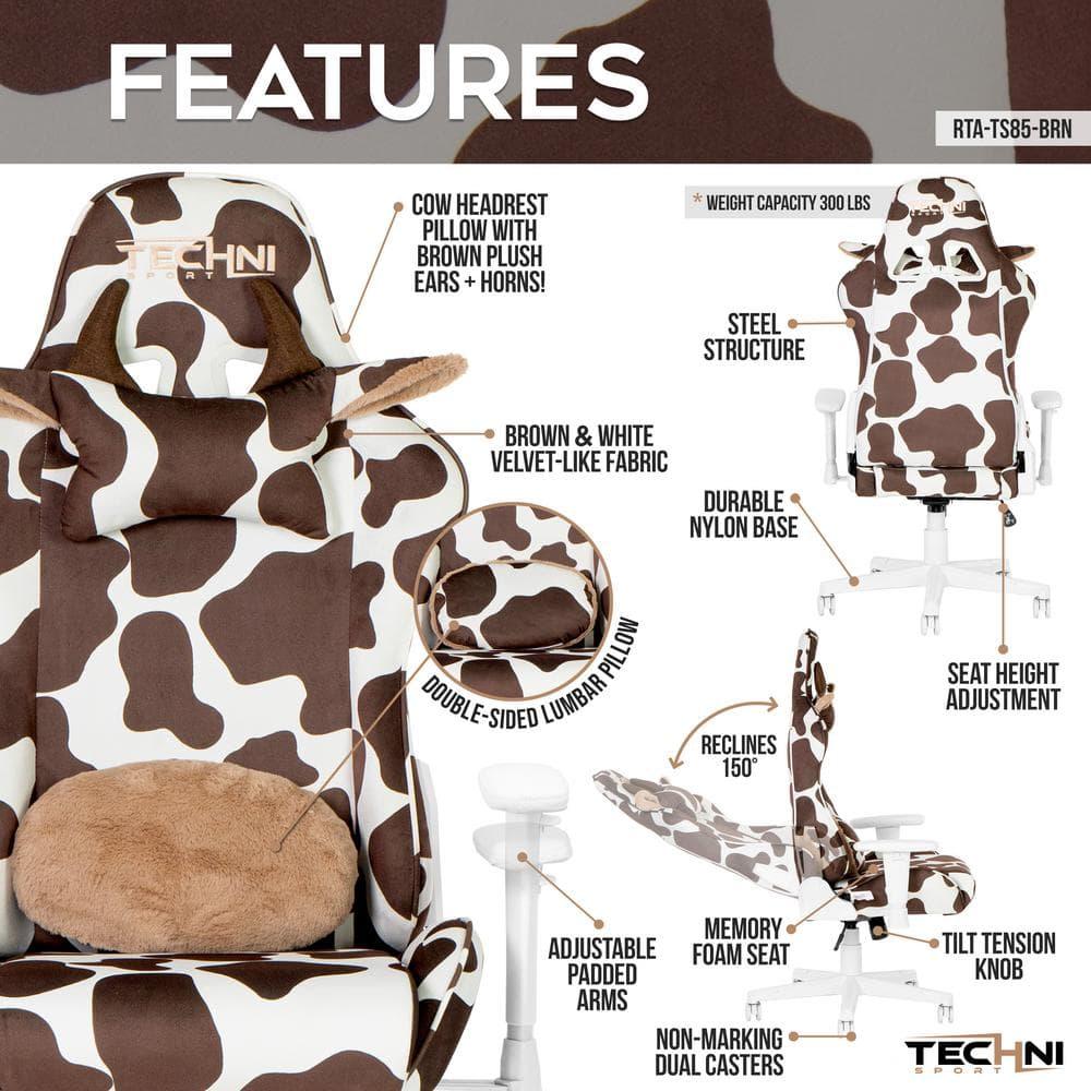 Inbox Zero Inbox Zero TS85 Brown COW Series Gaming Chair