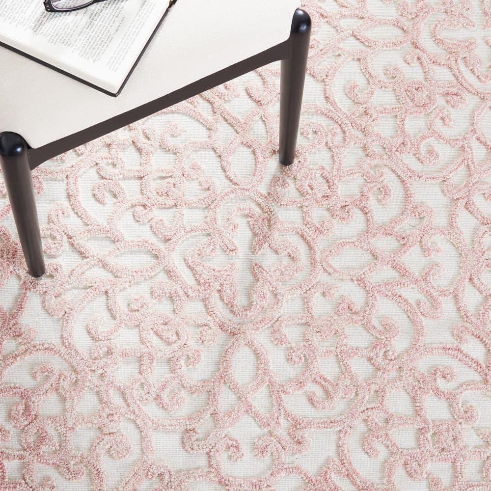 SAFAVIEH Martha Stewart Trace Floral Area Rug, Ivory/Pink, 6' x 9'