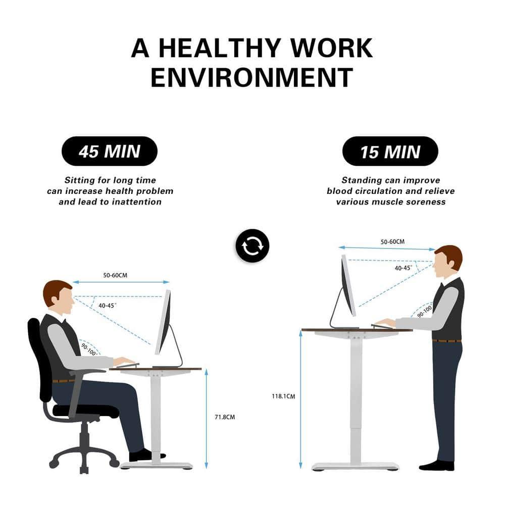 Lacoo Electric Height Adjustable Standing Desk with 55 inch Wooden Tabletop, Sit Stand Office Desk with Memory Preset Controller, Brown