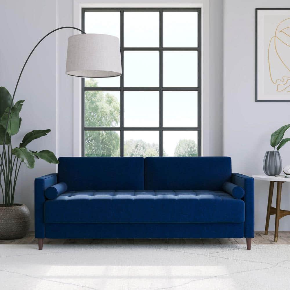 LifeStyle Solutions Jareth Sofa in Navy Blue Fabric Upholstery