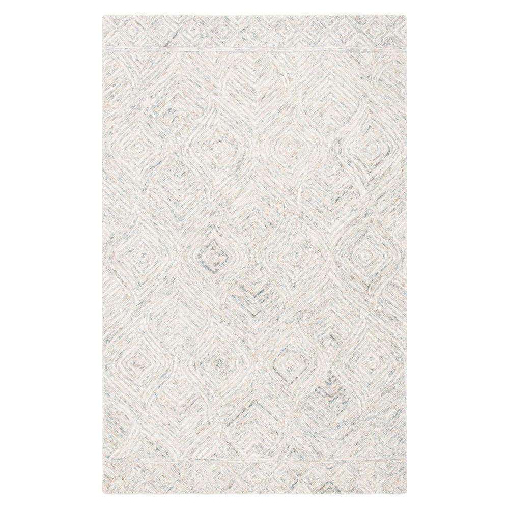 SAFAVIEH Ikat Hartley Geometric Wool Area Rug, Beige/Grey, 5' x 8'