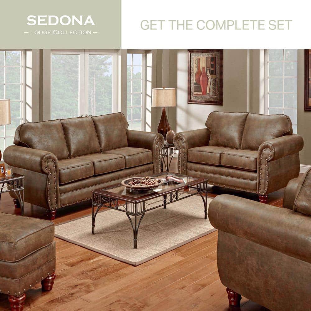 American Furniture Classics Traditional Microfiber Sedona Sofa in Brown