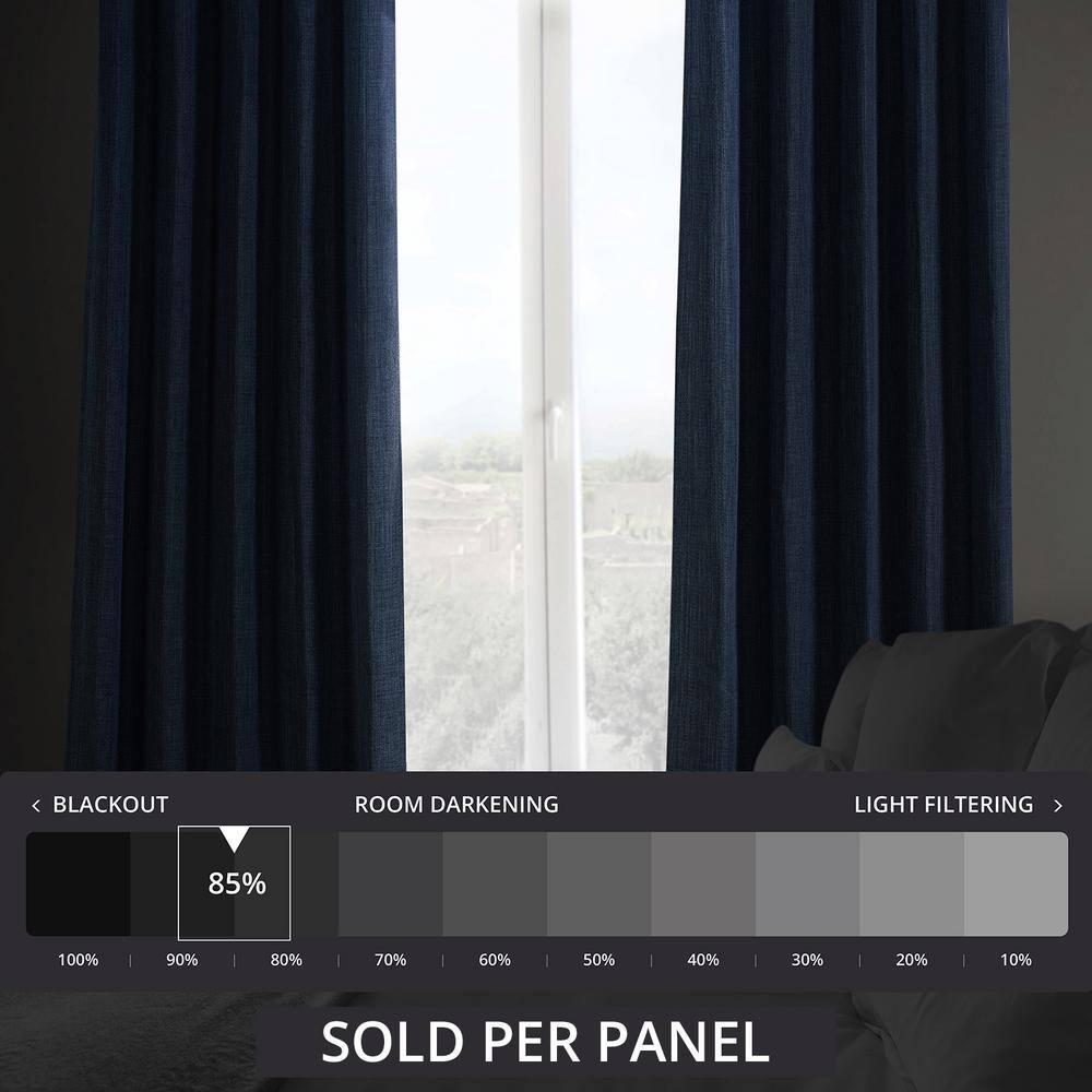 HPD Half Price Indigo Faux Linen Room Darkening Curtains for Bedroom & Living Room Curtains (1 Panel), Window Curtains 108 inches long, Rod pocket curtains & drapes, 50W X 108L