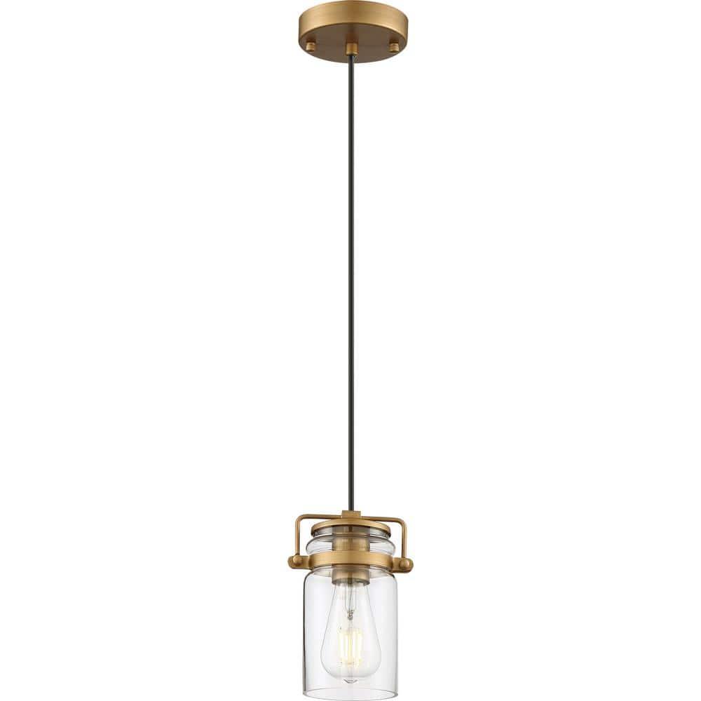 60/6735-Nuvo Lighting-Antebellum-1 Light Mini Pendant-5 Inches Wide by 7.5 Inches High-Vintage Brass Finish    -Traditional Installation
