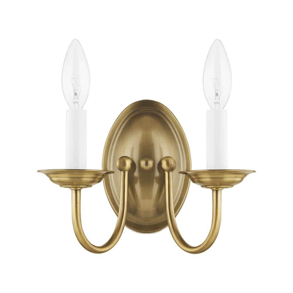 Elegant Antique Brass 2-Light Wall Sconce for Vanity