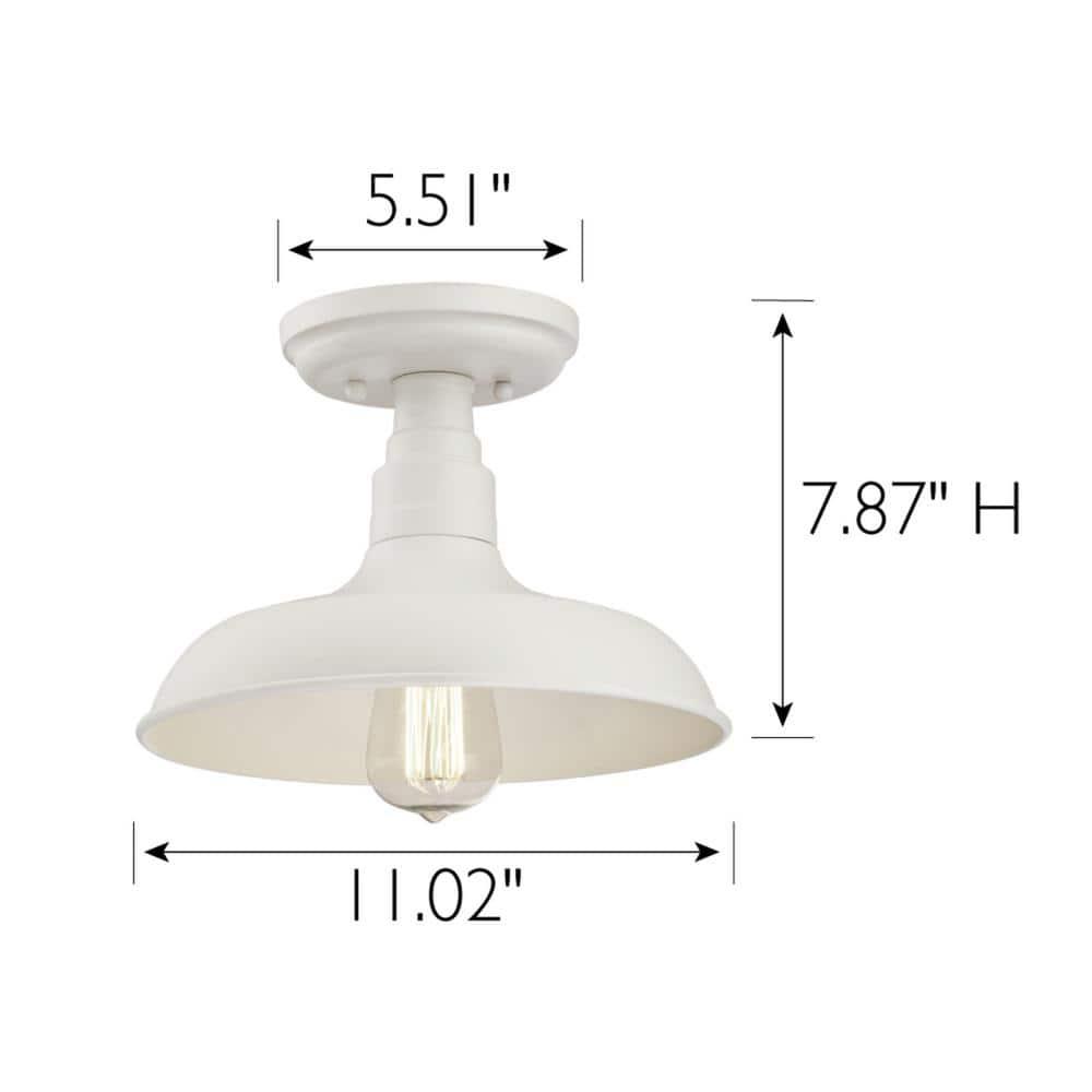 Design House Kimball 1-Light Indoor Semi-Flush Mount Ceiling Light w/ Metal Shade in Antique White