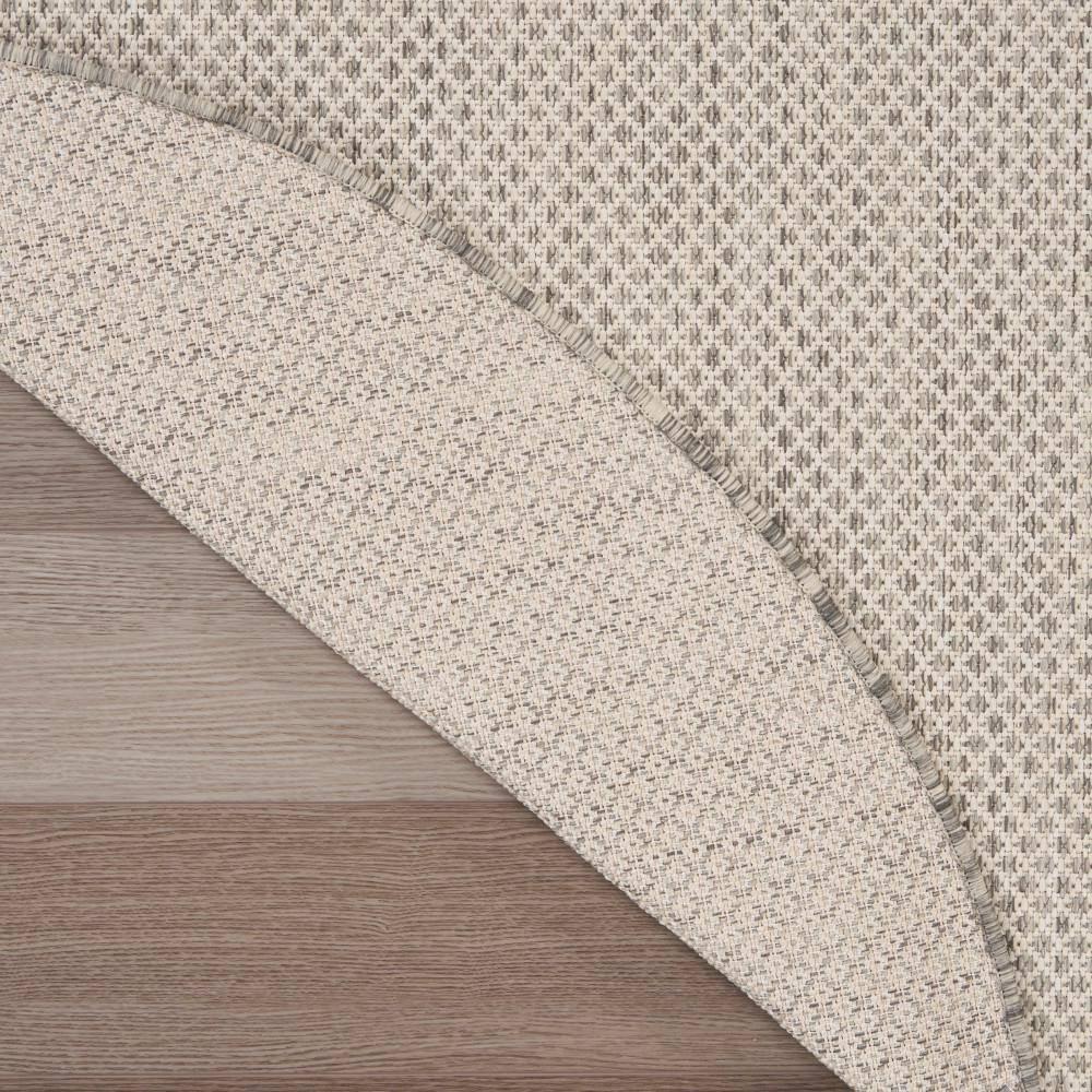 Nourison 5' x 5' Courtyard Modern Easy Care Flatweave Indoor Outdoor Round Rug Ivory/Silver