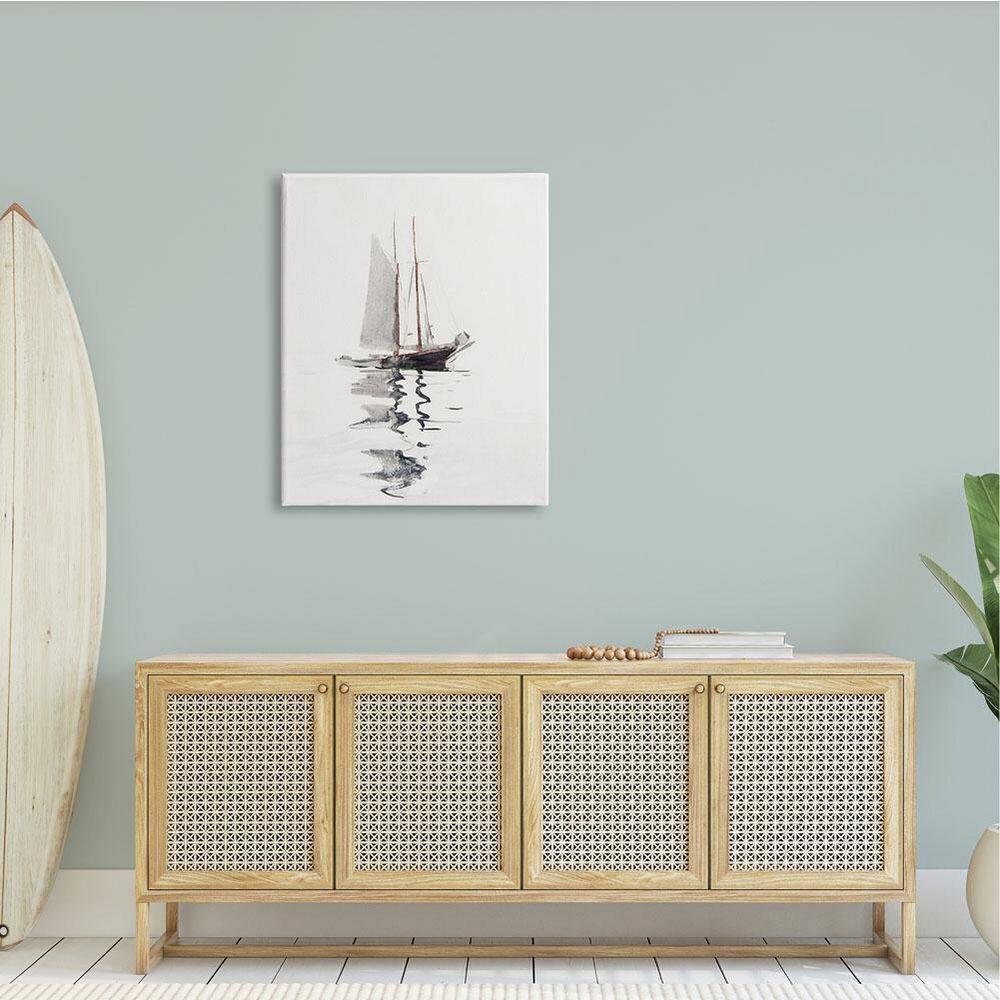 Stupell Industries Tranquil Sailboat Vessel Floating Lone Ocean Reflection by Lettered and Lined - Wrapped Canvas Painting | Wayfair