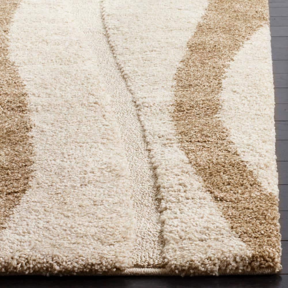 Florida Shag SG451 Power Loomed Indoor Area Rug - Cream/Dark Brown - 4'x6' - Safavieh.