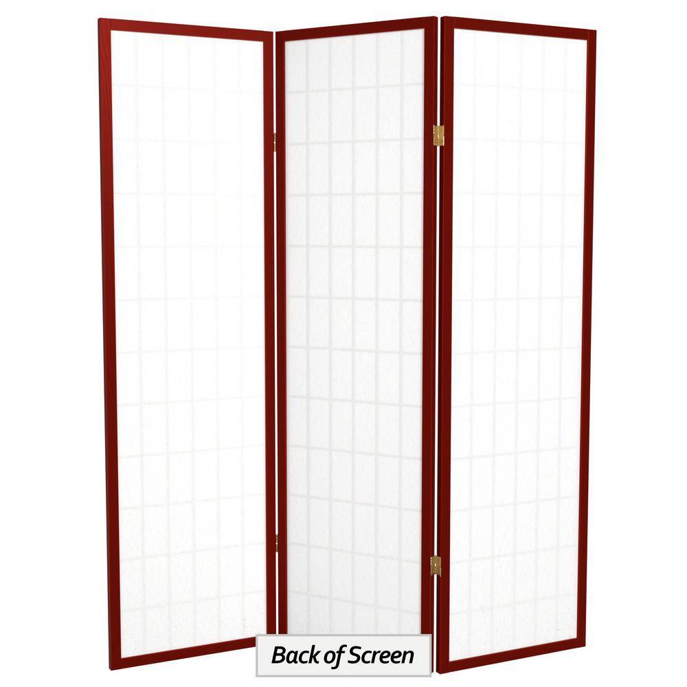 5 ft. Tall Window Pane Shoji Screen - Rosewood (3 Panels): Oriental Furniture, Hardwood Frame, Metal Hardware