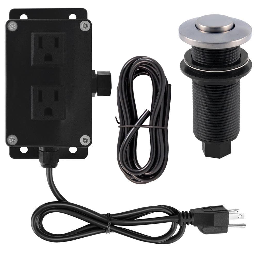 Westbrass Kitchen Sink Waste Disposal Air Switch and Dual Outlet Control Box, Flush Button