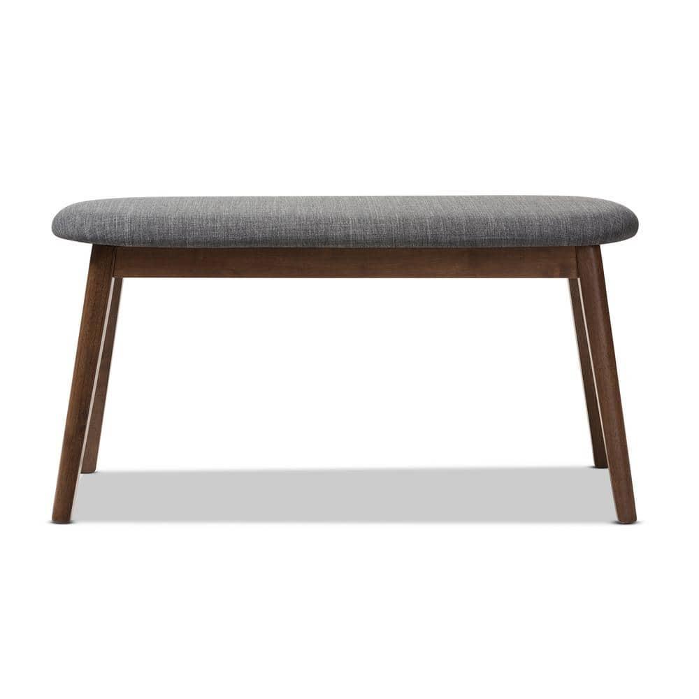George Oliver Echoes Mid-Century Modern Bench with Dark Grey Fabric Upholstery and Walnut Finish