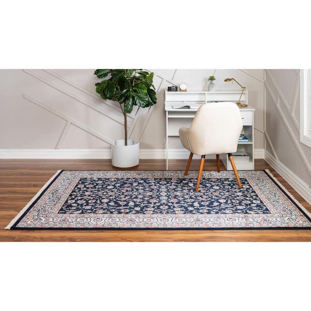 Unique Loom Narenj Collection Area Rug - Leeds (8'  x 10' Rectangle Navy Blue/Beige)