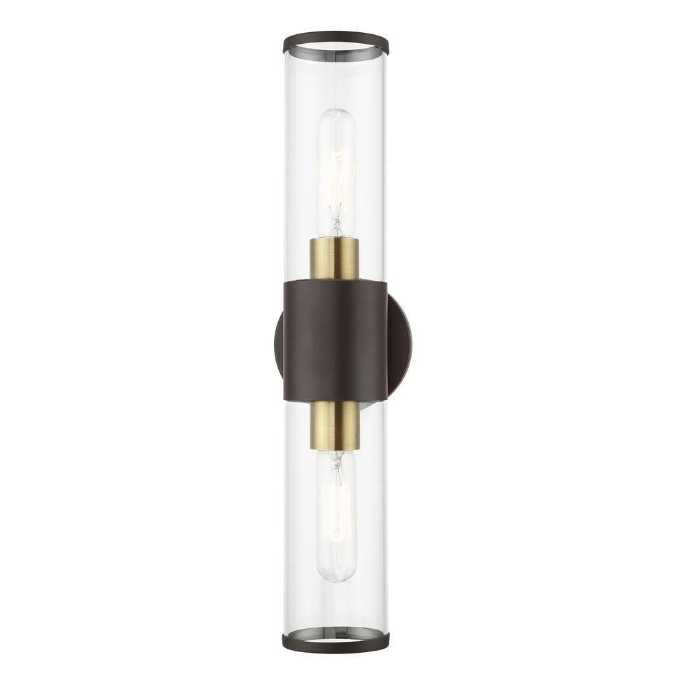Livex Lighting Banca 2-Light Metal & Glass ADA Vanity Sconce in Bronze