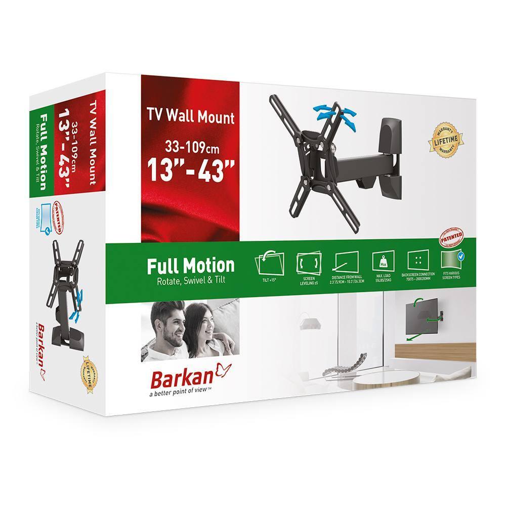 Barkan 13" - 43" Full Motion TV Wall Mount - Extension, Swivel & Tilt