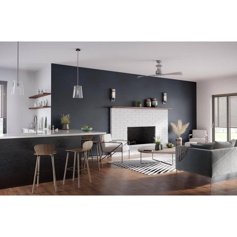 Progress Lighting Clarion 1-Light Pendant, Polished Nickel, Clear Glass Shade