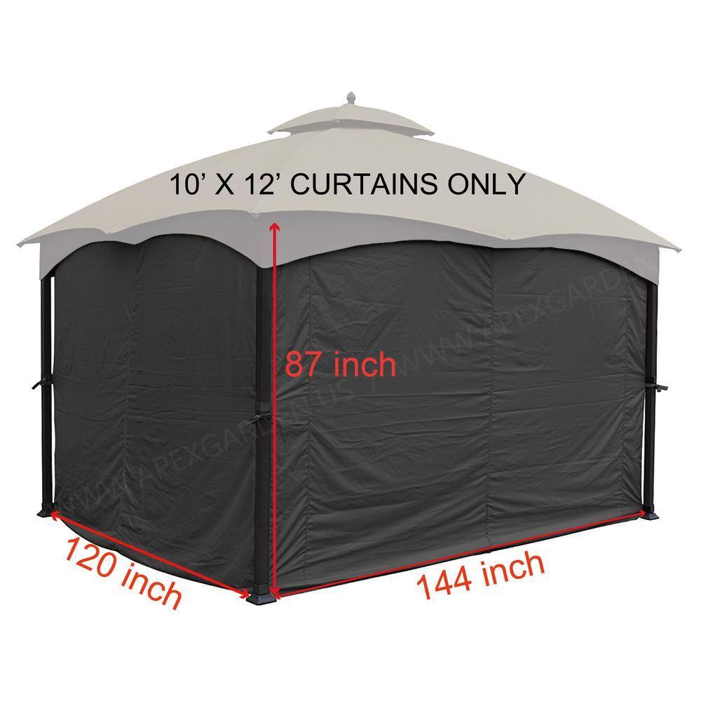 ​APEX GARDEN Privacy Curtain Set for 10' x 12' Gazebo