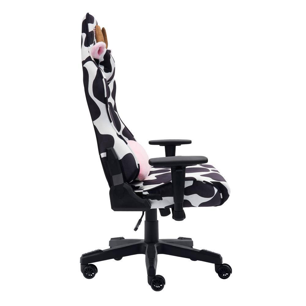 Ts85 Cow Print Luxx Series Gaming Chair Cow - Techni Sport: Velvet Upholstery, Memory Foam, Adjustable