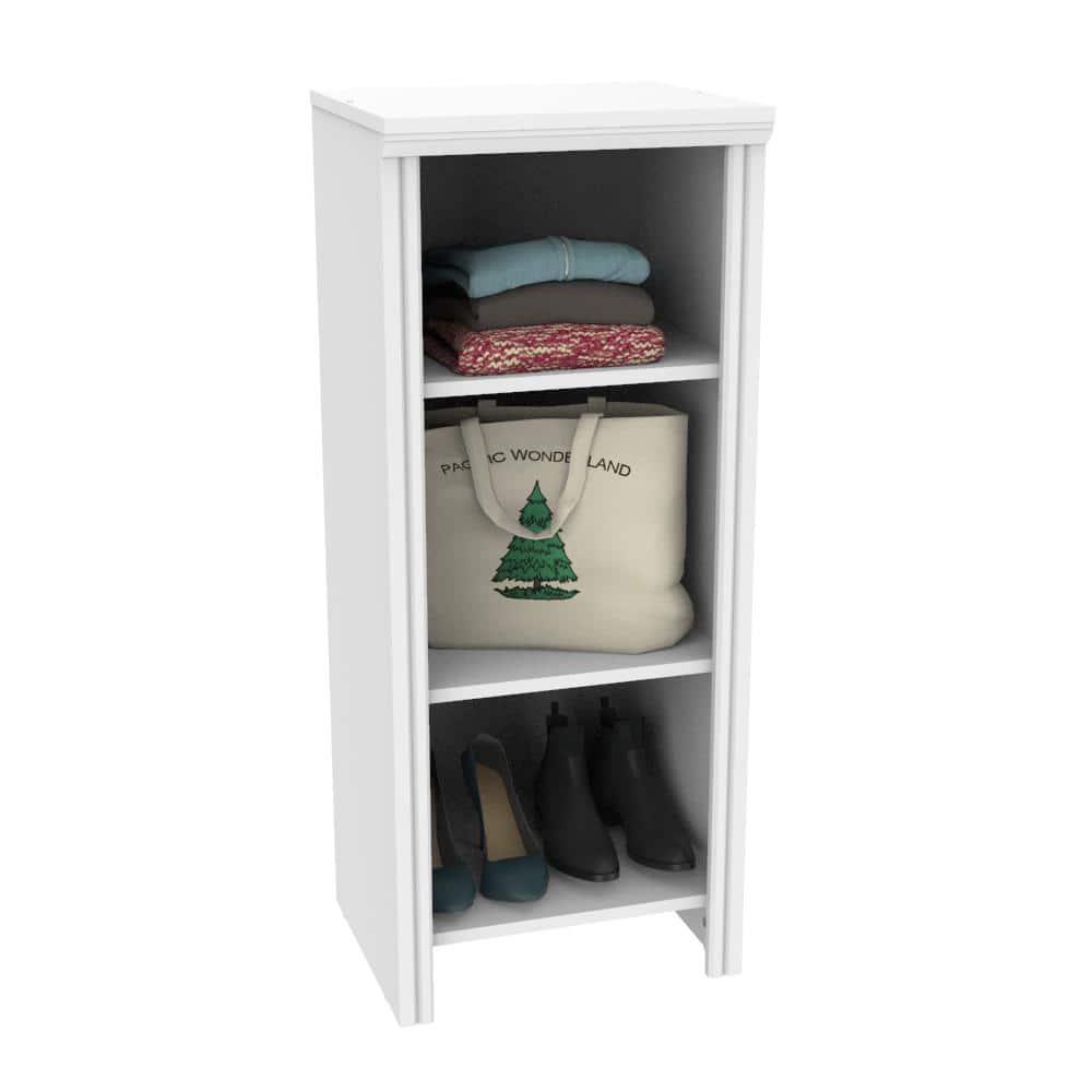 White Laminate Freestanding Walk-In Closet Tower Unit with Shelves