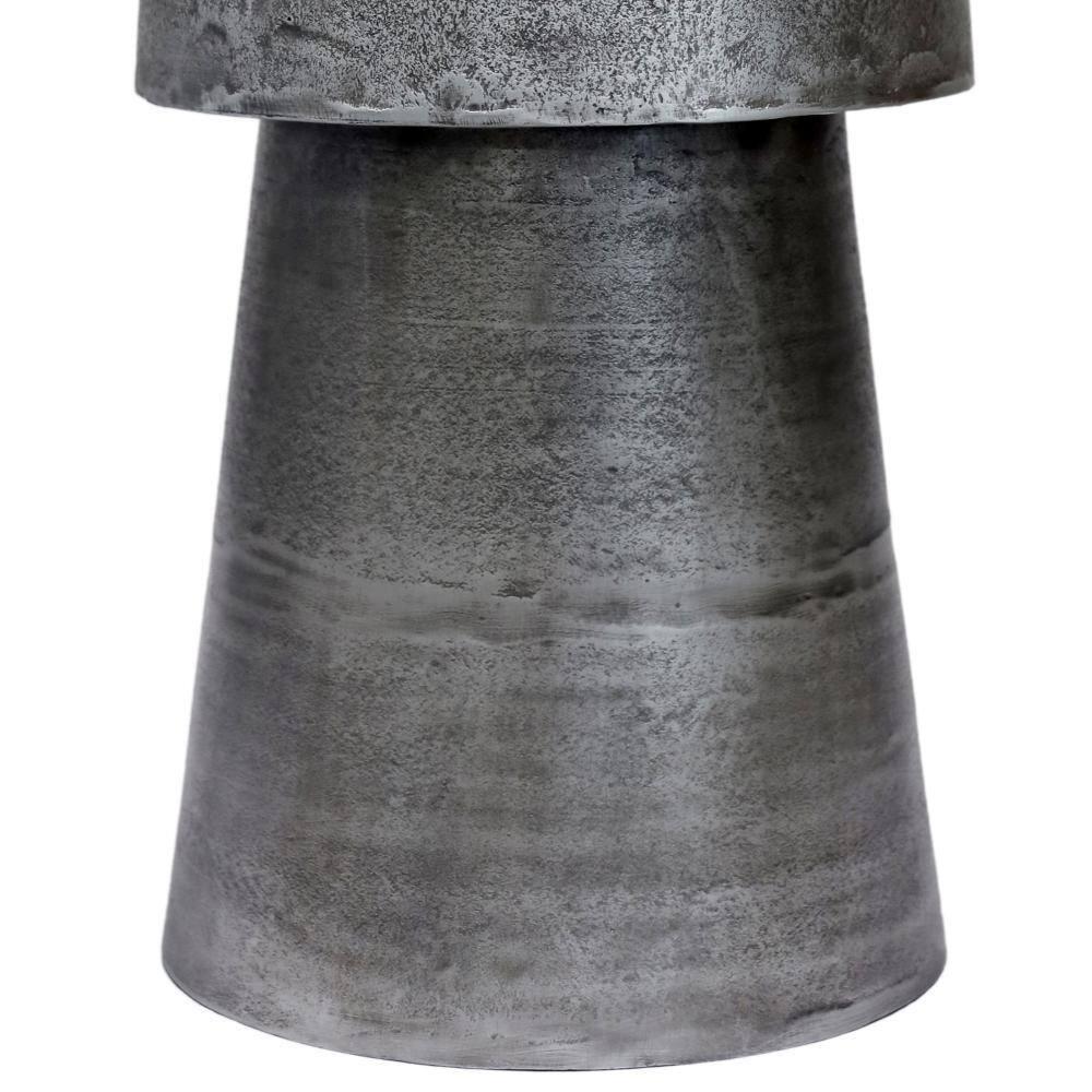 17 Stories Vintage Accent Side Table, 15.5 Inch Round, Antique Silver Cast Aluminum Drum Base