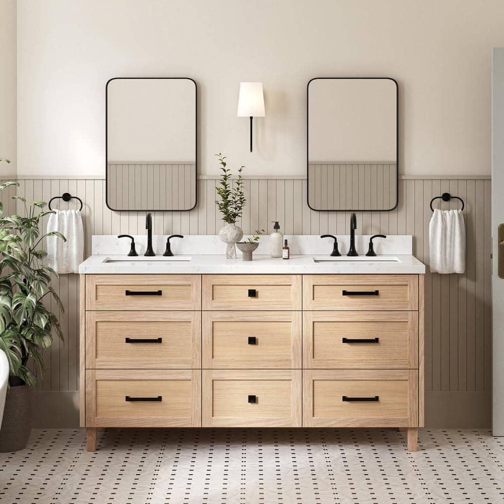 Ariel Monreau 66 Inch Double Sink Base Cabinet In Midnight Blue