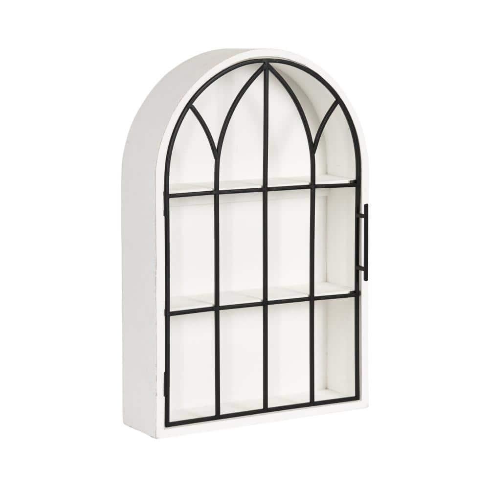 Kate and Laurel Megara Arched Wall Mounted Cabinet, 16x6x24, Black