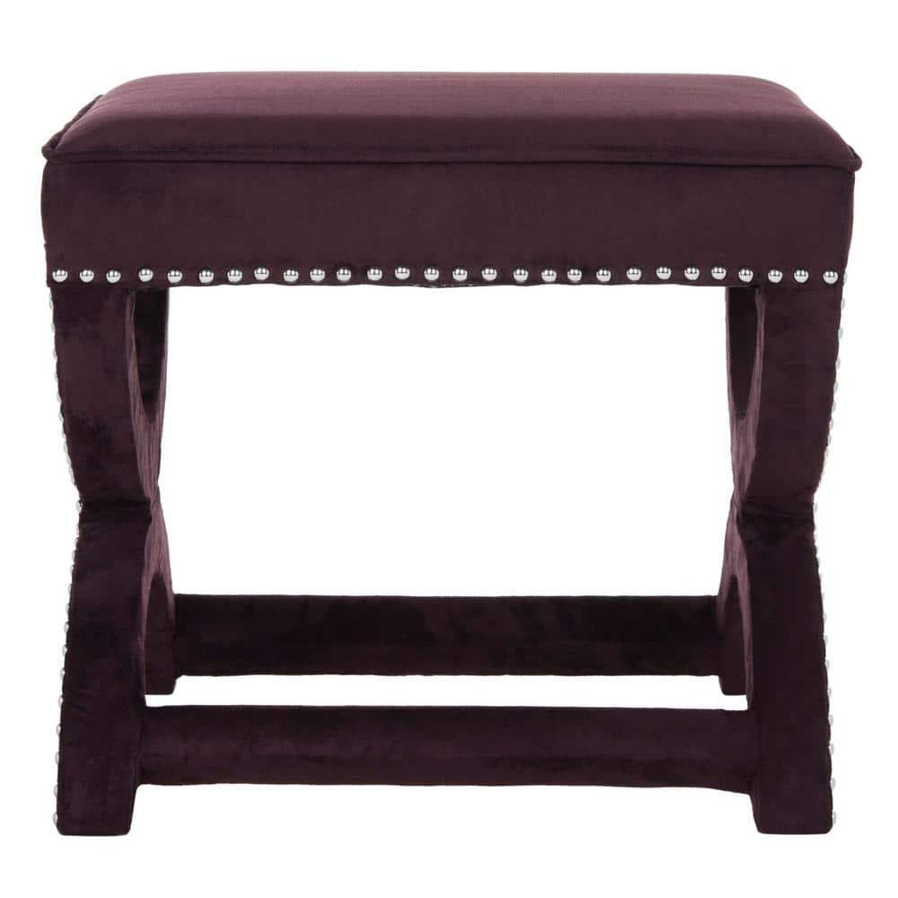 Mystic Ottoman with Silver Nail Heads - Plum - Safavieh