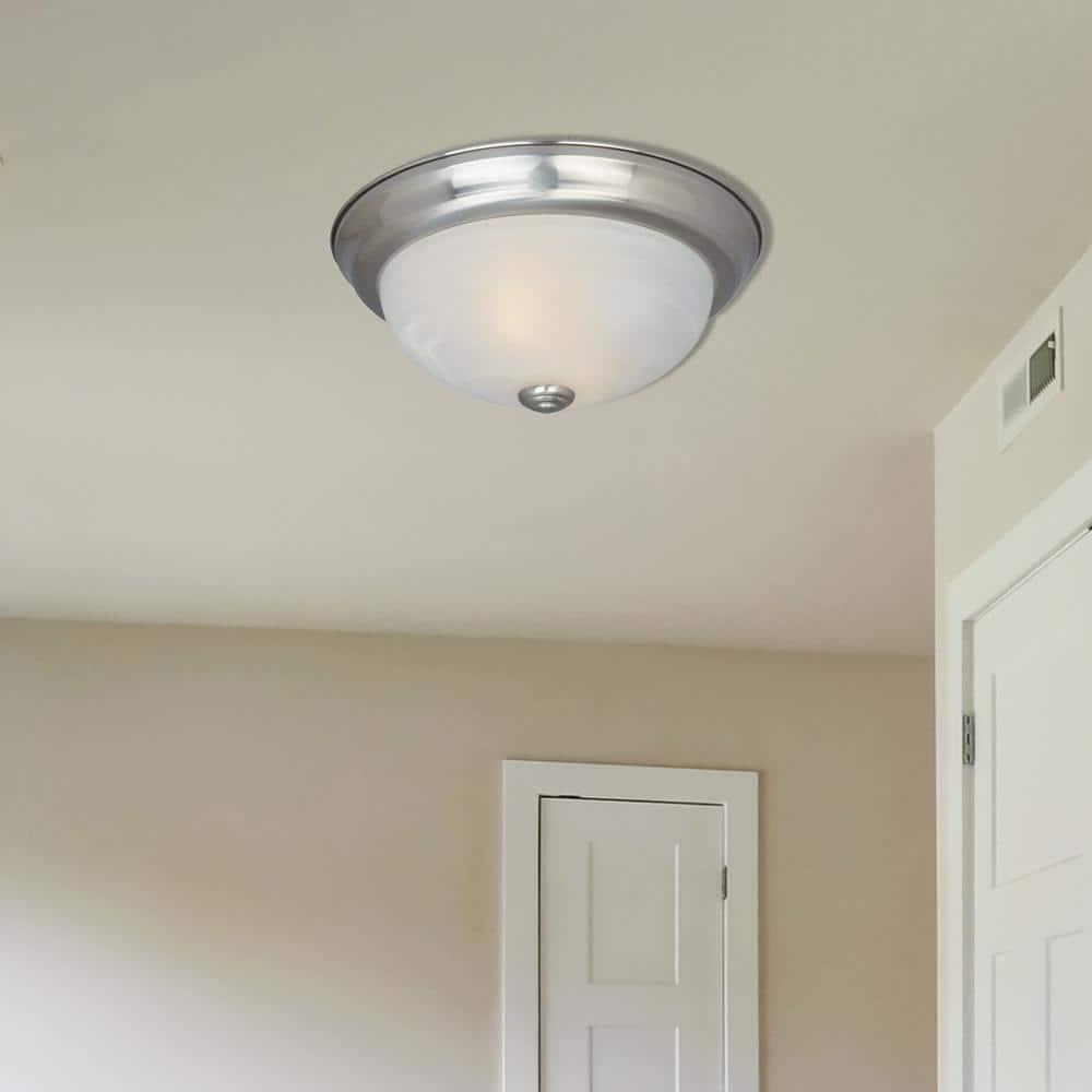 Designers Fountain 15 inch Large 3-Light Satin Platinum Flush Mount Ceiling Light, 1257L-SP-AL