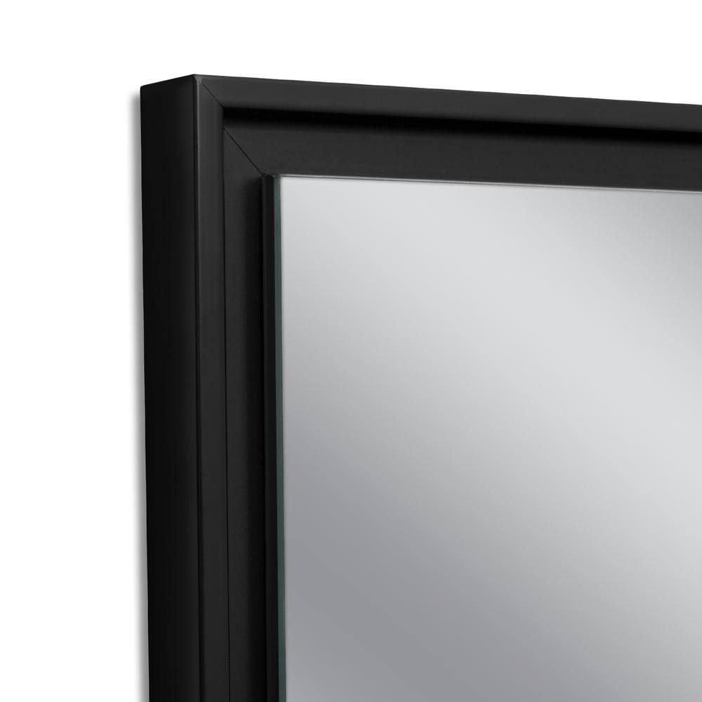 Head West Glossy Black Rectangular Edge-to-Edge Float Framed Accent Wall Vanity Mirror - 26 x 32