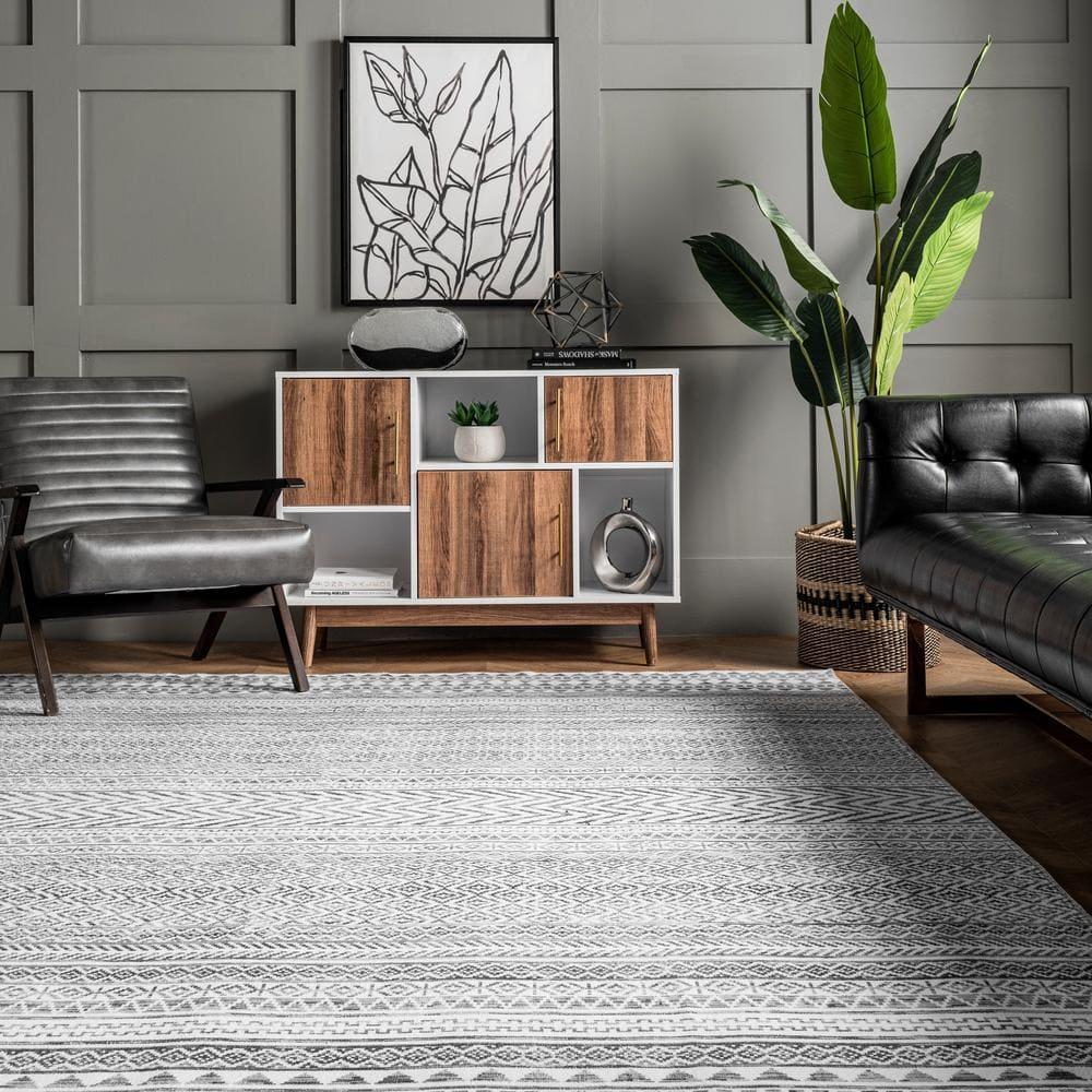 Nuloom Kira Pet Friendly Machine Washable Geometric Area Rug, 3' x 5', Grey